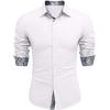 COOFANDY Men’s Long Sleeve Wrinkle Free Dress Shirts Inner Contrast Business Casual Button Down Shirt(White)