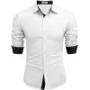 COOFANDY Men’s Long Sleeve Wrinkle Free Dress Shirts Inner Contrast Business Casual Button Down Shirt(White/Black)