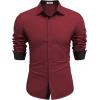 COOFANDY Men’s Long Sleeve Wrinkle Free Dress Shirts Inner Contrast Business Casual Button Down Shirt(Wine Red)