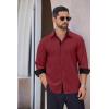 COOFANDY Men’s Long Sleeve Wrinkle Free Dress Shirts Inner Contrast Business Casual Button Down Shirt(Wine Red)