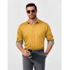 COOFANDY Men’s Long Sleeve Wrinkle Free Dress Shirts Inner Contrast Business Casual Button Down Shirt(Yellow)