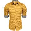 COOFANDY Men’s Long Sleeve Wrinkle Free Dress Shirts Inner Contrast Business Casual Button Down Shirt(Yellow)