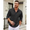 COOFANDY Men’s Long Sleeve Wrinkle Free Shirt Casual Button Down Shirts Stretch Dress Shirt with Pocket(Black)