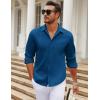COOFANDY Men’s Long Sleeve Wrinkle Free Shirt Casual Button Down Shirts Stretch Dress Shirt with Pocket(Dark Blue)