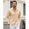COOFANDY Men’s Long Sleeve Wrinkle Free Shirt Casual Button Down Shirts Stretch Dress Shirt with Pocket(Khaki)