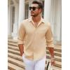 COOFANDY Men’s Long Sleeve Wrinkle Free Shirt Casual Button Down Shirts Stretch Dress Shirt with Pocket(Khaki)