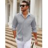 COOFANDY Men’s Long Sleeve Wrinkle Free Shirt Casual Button Down Shirts Stretch Dress Shirt with Pocket(Light Grey)