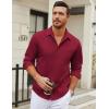 COOFANDY Men’s Long Sleeve Wrinkle Free Shirt Casual Button Down Shirts Stretch Dress Shirt with Pocket(Wine Red)
