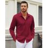 COOFANDY Men’s Long Sleeve Wrinkle Free Shirt Casual Button Down Shirts Stretch Dress Shirt with Pocket(Wine Red)
