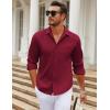 COOFANDY Men’s Long Sleeve Wrinkle Free Shirt Casual Button Down Shirts Stretch Dress Shirt with Pocket(Wine Red)