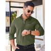 COOFANDY Mens Long Sleeve Wrinkle Free Shirts Stretch Dress Shirts Regular Fit Button Down Shirt(Army Green)