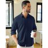 COOFANDY Mens Long Sleeve Wrinkle Free Shirts Stretch Dress Shirts Regular Fit Button Down Shirt(Dark Blue)