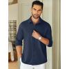 COOFANDY Mens Long Sleeve Wrinkle Free Shirts Stretch Dress Shirts Regular Fit Button Down Shirt(Dark Blue)