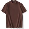 COOFANDY Mens Mock Turtleneck Shirts Casual Premium Cotton Short Sleeve Shirt 2025 Basic Half Neck T-Shirts(Brown)
