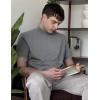 COOFANDY Mens Mock Turtleneck Shirts Casual Premium Cotton Short Sleeve Shirt 2025 Basic Half Neck T-Shirts(Gray)