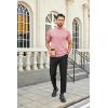 COOFANDY Mens Mock Turtleneck Shirts Casual Premium Cotton Short Sleeve Shirt 2025 Basic Half Neck T-Shirts(Pink)
