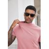 COOFANDY Mens Mock Turtleneck Shirts Casual Premium Cotton Short Sleeve Shirt 2025 Basic Half Neck T-Shirts(Pink)