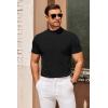 COOFANDY Mens Mock Turtleneck Shirts Short Sleeve Casual Basic T-Shirts Ribbed Solid Pullover Tops(A-black)