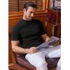 COOFANDY Mens Mock Turtleneck Shirts Short Sleeve Casual Basic T-Shirts Ribbed Solid Pullover Tops(A-black)