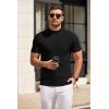 COOFANDY Mens Mock Turtleneck Shirts Short Sleeve Casual Basic T-Shirts Ribbed Solid Pullover Tops(A-black)