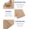 COOFANDY Mens Mock Turtleneck Shirts Short Sleeve Casual Basic T-Shirts Ribbed Solid Pullover Tops(A-khaki)