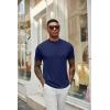 COOFANDY Mens Mock Turtleneck Shirts Short Sleeve Casual Basic T-Shirts Ribbed Solid Pullover Tops(A-navy Blue)