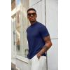 COOFANDY Mens Mock Turtleneck Shirts Short Sleeve Casual Basic T-Shirts Ribbed Solid Pullover Tops(A-navy Blue)