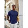 COOFANDY Mens Mock Turtleneck Shirts Short Sleeve Casual Basic T-Shirts Ribbed Solid Pullover Tops(A-navy Blue)