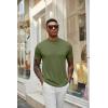 COOFANDY Mens Mock Turtleneck Shirts Short Sleeve Casual Basic T-Shirts Ribbed Solid Pullover Tops(Army Green)