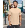 COOFANDY Mens Mock Turtleneck Shirts Short Sleeve Casual Basic T-Shirts Ribbed Solid Pullover Tops(Beige)