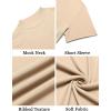 COOFANDY Mens Mock Turtleneck Shirts Short Sleeve Casual Basic T-Shirts Ribbed Solid Pullover Tops(Beige)