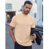 COOFANDY Mens Mock Turtleneck Shirts Short Sleeve Casual Basic T-Shirts Ribbed Solid Pullover Tops(Beige)