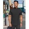 COOFANDY Mens Mock Turtleneck Shirts Short Sleeve Casual Basic T-Shirts Ribbed Solid Pullover Tops(Black)