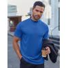 COOFANDY Mens Mock Turtleneck Shirts Short Sleeve Casual Basic T-Shirts Ribbed Solid Pullover Tops(Blue)