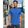 COOFANDY Mens Mock Turtleneck Shirts Short Sleeve Casual Basic T-Shirts Ribbed Solid Pullover Tops(Blue)