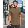 COOFANDY Mens Mock Turtleneck Shirts Short Sleeve Casual Basic T-Shirts Ribbed Solid Pullover Tops(Brown)