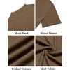 COOFANDY Mens Mock Turtleneck Shirts Short Sleeve Casual Basic T-Shirts Ribbed Solid Pullover Tops(Brown)