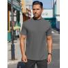 COOFANDY Mens Mock Turtleneck Shirts Short Sleeve Casual Basic T-Shirts Ribbed Solid Pullover Tops(Dark Grey)