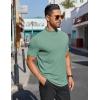 COOFANDY Mens Mock Turtleneck Shirts Short Sleeve Casual Basic T-Shirts Ribbed Solid Pullover Tops(Gray Green)