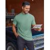 COOFANDY Mens Mock Turtleneck Shirts Short Sleeve Casual Basic T-Shirts Ribbed Solid Pullover Tops(Gray Green)