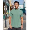 COOFANDY Mens Mock Turtleneck Shirts Short Sleeve Casual Basic T-Shirts Ribbed Solid Pullover Tops(Gray Green)