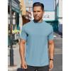 COOFANDY Mens Mock Turtleneck Shirts Short Sleeve Casual Basic T-Shirts Ribbed Solid Pullover Tops(Greenish Blue)