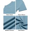 COOFANDY Mens Mock Turtleneck Shirts Short Sleeve Casual Basic T-Shirts Ribbed Solid Pullover Tops(Greenish Blue)