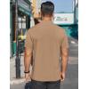 COOFANDY Mens Mock Turtleneck Shirts Short Sleeve Casual Basic T-Shirts Ribbed Solid Pullover Tops(Khaki)