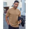 COOFANDY Mens Mock Turtleneck Shirts Short Sleeve Casual Basic T-Shirts Ribbed Solid Pullover Tops(Khaki)