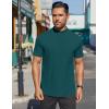 COOFANDY Mens Mock Turtleneck Shirts Short Sleeve Casual Basic T-Shirts Ribbed Solid Pullover Tops(Lake Green)