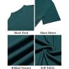 COOFANDY Mens Mock Turtleneck Shirts Short Sleeve Casual Basic T-Shirts Ribbed Solid Pullover Tops(Lake Green)
