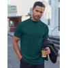 COOFANDY Mens Mock Turtleneck Shirts Short Sleeve Casual Basic T-Shirts Ribbed Solid Pullover Tops(Lake Green)