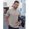 COOFANDY Mens Mock Turtleneck Shirts Short Sleeve Casual Basic T-Shirts Ribbed Solid Pullover Tops(Light Grey)
