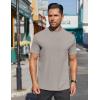COOFANDY Mens Mock Turtleneck Shirts Short Sleeve Casual Basic T-Shirts Ribbed Solid Pullover Tops(Light Grey)